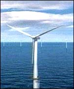A graphics impression of the north Wales offshore windfarm scheme