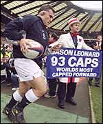 Leonard wins his 93rd cap against Romania in 2001