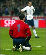 Neil Sullivan sits dejected in France