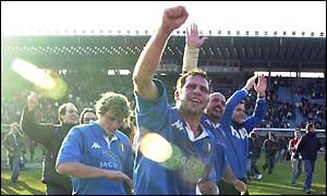 Italy's players celebrate after the match