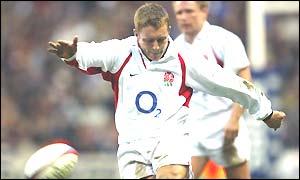 England Jonny Wilkinson kicks one of his four first-half penalties