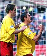 Watford match-winner Tommy Smith (right)