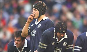 The Scotland players look dejected as they contemplate a comprehensive defeat