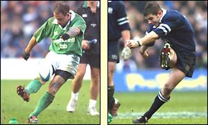 David Humphreys kicks 21 points for Ireland but Scotland's Gordon Ross can only manage two penalties