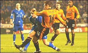 Kenny Miller scores Wolves' second goal after 79 minutes