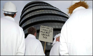 Traders protesting against the congestion charge
