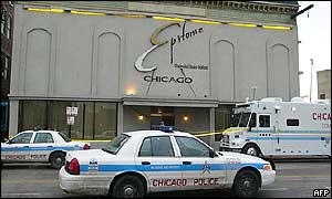 The Epitome night club with Chicago police officers in front 