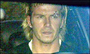 David Beckham drives off from his home in Cheshire on Monday