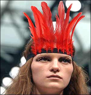 A model wears a design by fashion designer John Rocha 