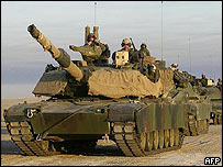 US Marine Corps M1-A1 tank Commanders from the 1st Battalion, 5th Marines in Kuwait 