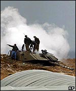 Israeli tank burns after Saturday's attack