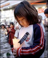 Child holding candle in Daegu