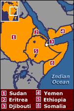 Map showing Horn of Africa