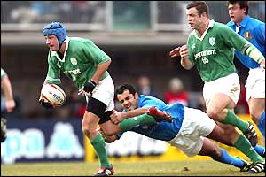 Cristian Stoica attempts to stop David Humphreys