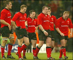 Wales walk off the pitch at the Millennium Stadium dejected after a second successive Six Nations defeat