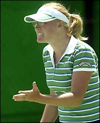 2003 - Elena Baltacha in action against Alexandra Stevenson at the Australian Open