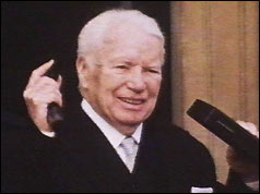 Charlie Chaplin greets the press after being knighted