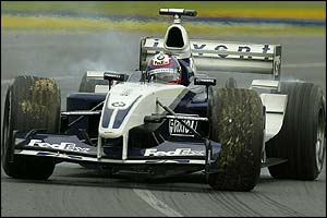 Juan Pablo Montoya recovers from a spin in time to hold on to second place