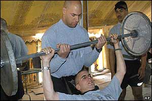 Gym facilities at the US army's Camp Pennsylvania on army handout photo 