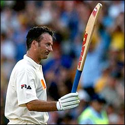 Waugh equals Sir Donald Bradman's record of 29 Test centuries during the 2002/03 Ashes series