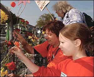 Flowers in the fence at RAF Fairford