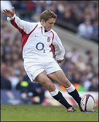 Jonny Wilkinson of England kicks a penalty 