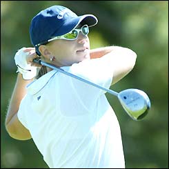 Annika Sorenstam hits a tee shot