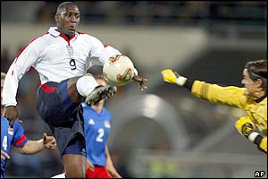 Emile Heskey is denied by the Liechtenstein keeper after 33 minutes