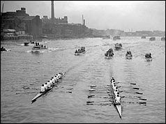 View down river with Oxford leading