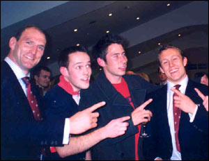 Pointing in the Players Lounge, Twickenham