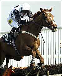 Ruby Walsh riding Risky Reef wins the opening race of the final day of racing at Aintree. 