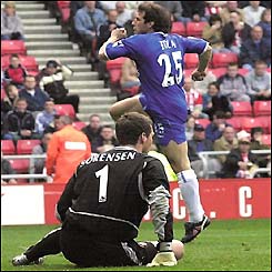 Zola equalises shortly after half-time