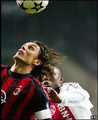 Veteran Milan left-back Paolo Maldini in action