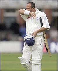 Mark Butcher is dismissed for 137