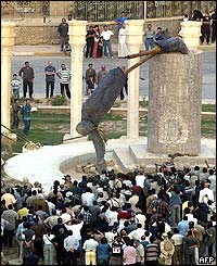 Statue of Saddam is pulled down in Baghdad