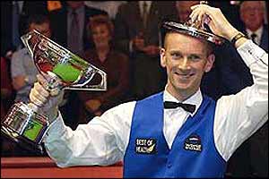 Ebdon tries the trophy for size