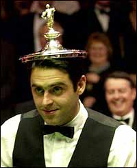 Ronnie O'Sullivan celebrates his 2001 win