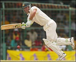 Ricky Ponting flicks the ball to leg