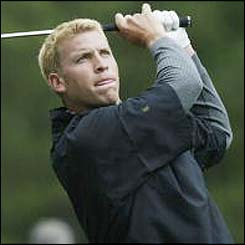 American Ricky Barnes tees off at the 12th hole