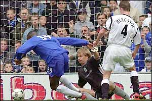 Chelsea youngster Carlton Cole opens the scoring at Stamford Bride 