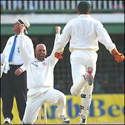 Darren Lehmann takes Ganga's wicket for 113 