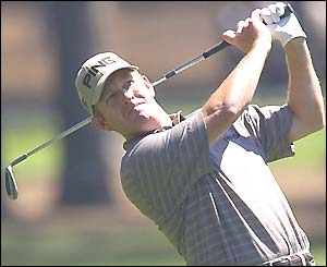 Jeff Maggert drives the ball off the tee during his superb third round