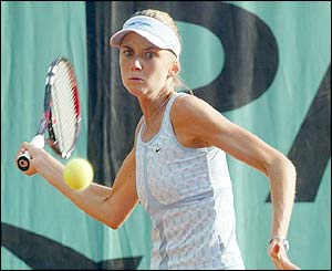 Daniela Hantuchova plays a forehand