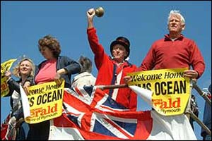 HMS Ocean arriving in Plymouth