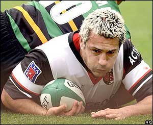 Toulouse's Christian Labit scores his side's first try against Northampton