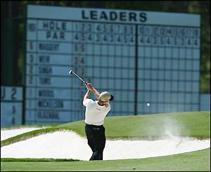 Overnight leader Jeff Maggert picks up a penalty on the third