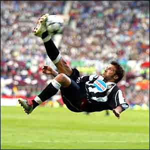 Juve star Alessandro del Piero shows his skills in the first half in Manchester