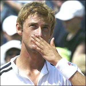 Juan Carlos Ferrero blows a kiss to his Spanish supporters