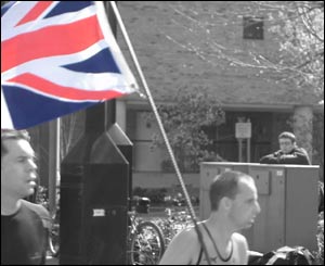 One runner carries the Union Jack on their way round the course