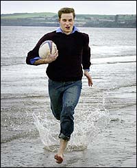 William plays on the beach 